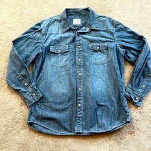 PD&C Denim Snap Button Long Sleeve Shirt XL